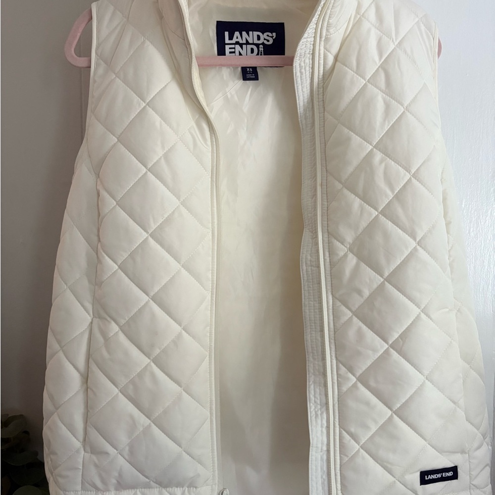 Lands' End Cream Quilted Vest